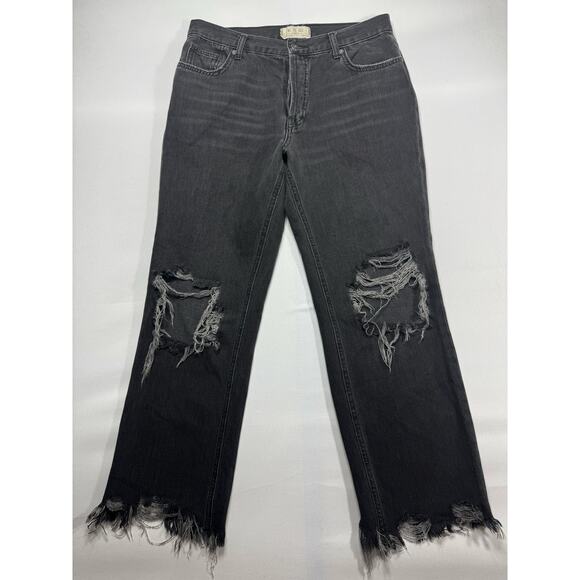 We The Free Women's Distressed Wide Leg Crop Black Denim Jeans - Size 28 (30x27) - Picture 1 of 5